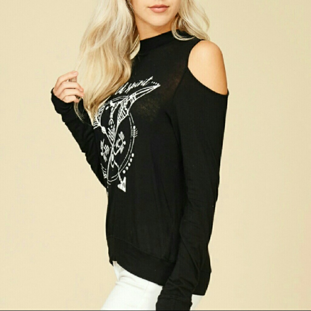 🎉HOST PICK🎉"Wild Spirit" Cold Shoulder Top - Picture 2 of 4